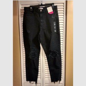 New with Tags SO Brand Black High-Rise Distressed Mom Jeans, Size 13/31W